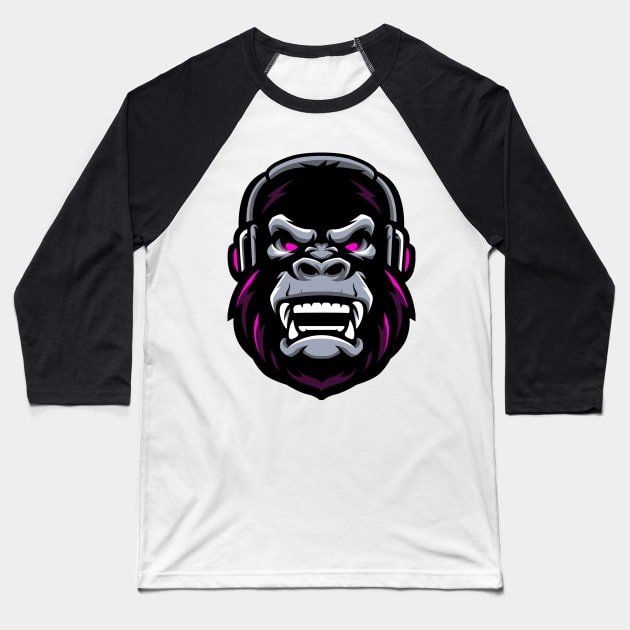 Music listening gorilla Baseball T-Shirt by Wavey's